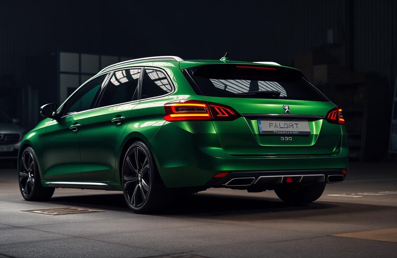 Peugeot 308 SW GT in futuristic diagnostic garage
