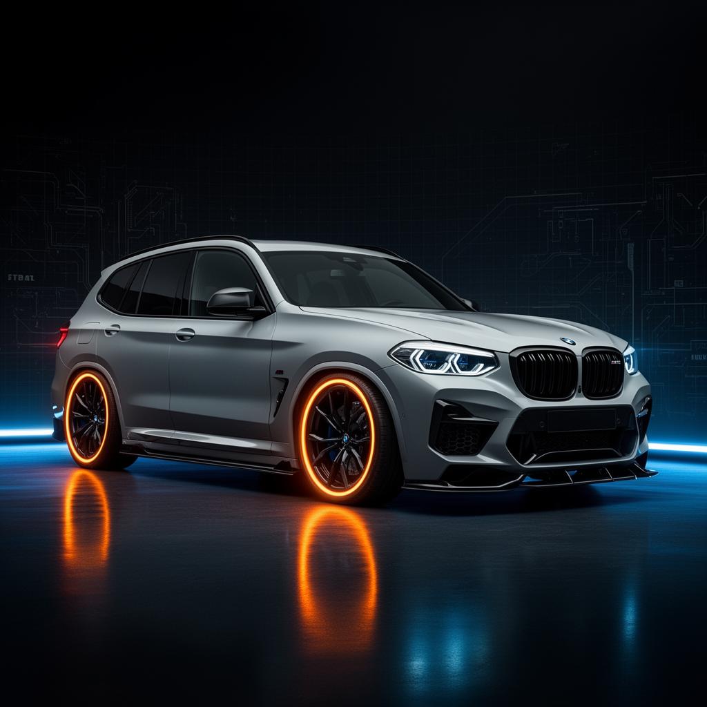 BMW X3 (G08) in futuristic diagnostic garage