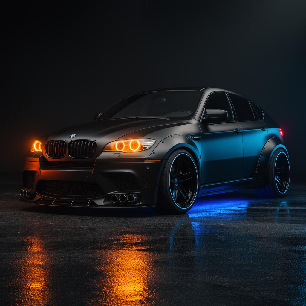 BMW X6 M (E71) in futuristic diagnostic garage