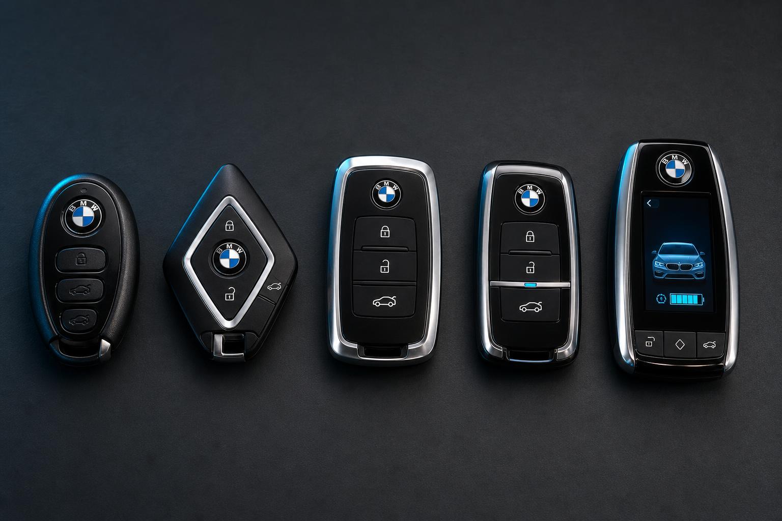 BMW Key Generations in futuristic diagnostic garage
